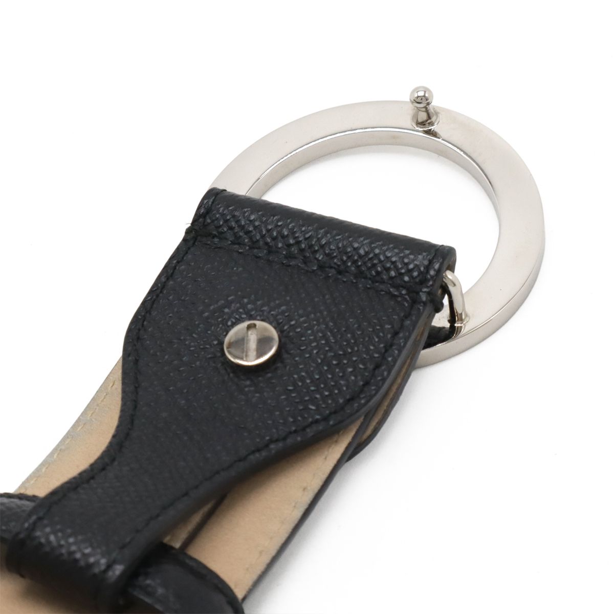 Bvlgari Belt Round Logo Buckle Gray Leather Black Silver 110 Actual 87.5 cm Cut — view 4