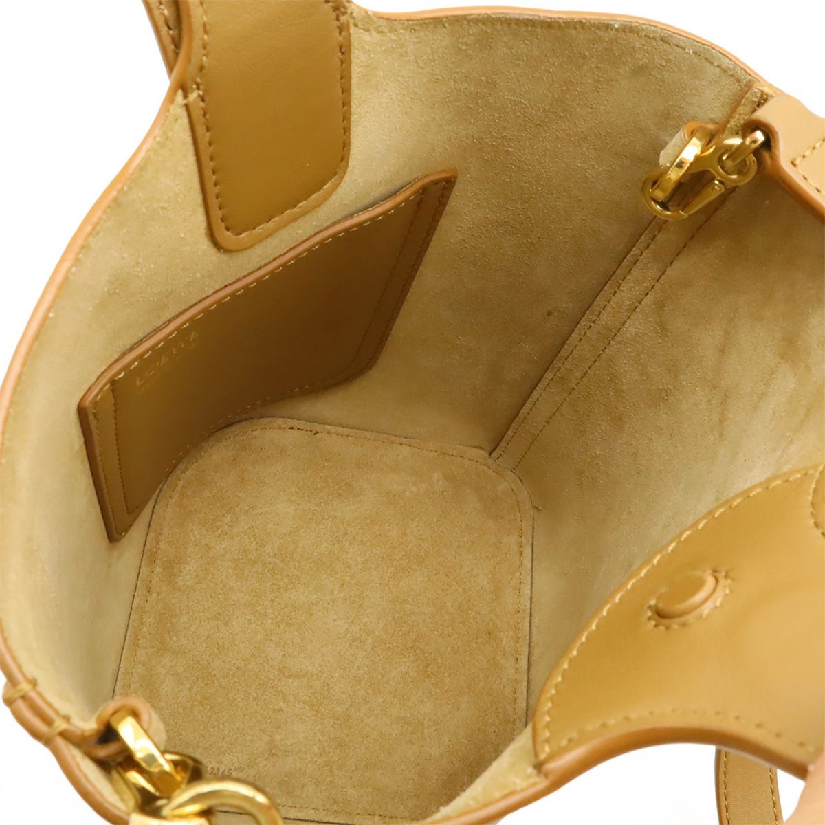 Loewe Pebble Bucket Bag Mini 2-Way Sum Scarf Leather Brown Gold — view 7
