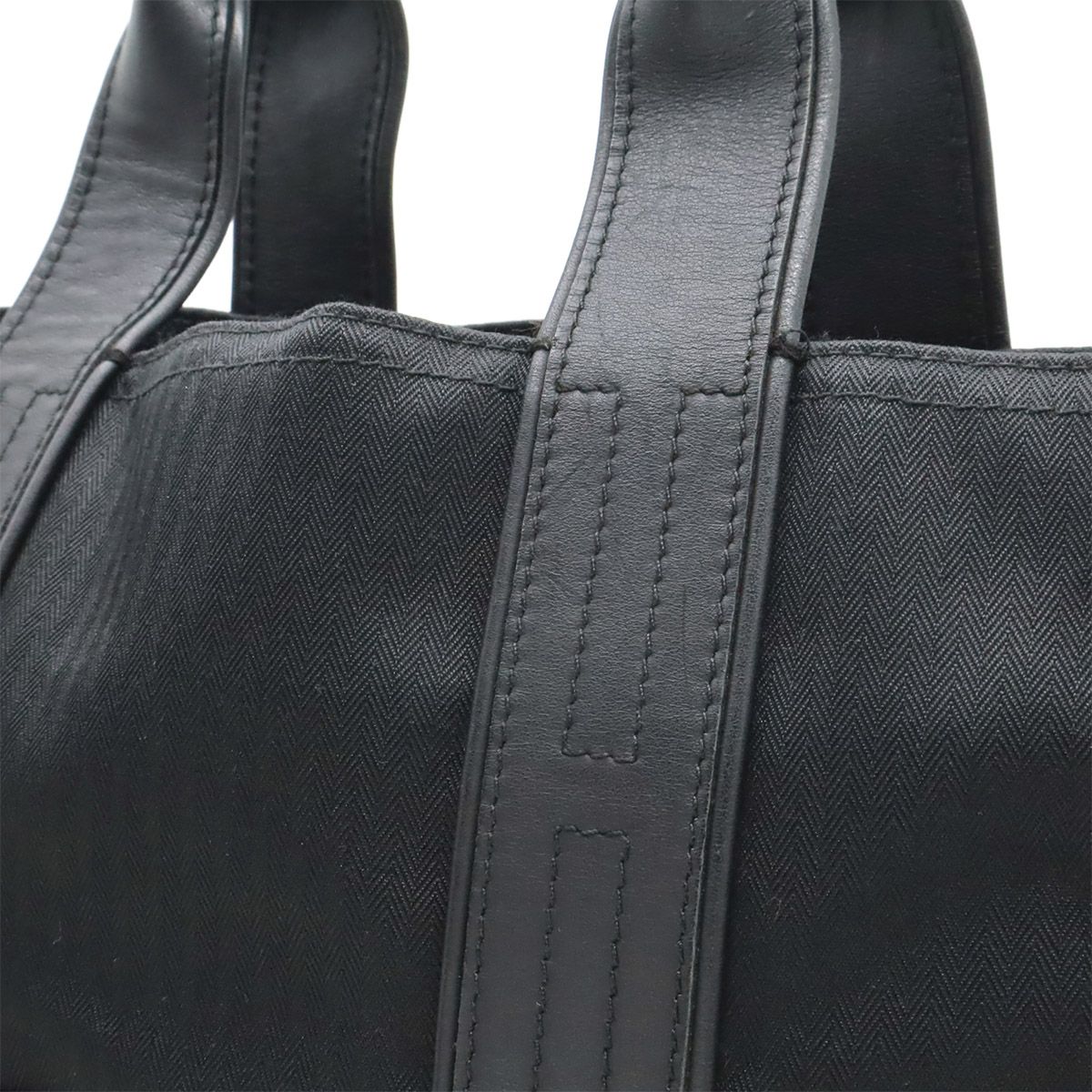 Hermes Acapulco Cabas MM Tote Large Handbag Toilet Blanc Canvas Leather Black — view 7