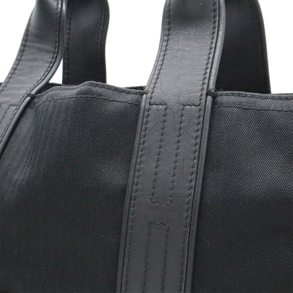 Hermes Acapulco Cabas MM Tote Large Handbag Toilet Blanc Canvas Leather Black — view 7