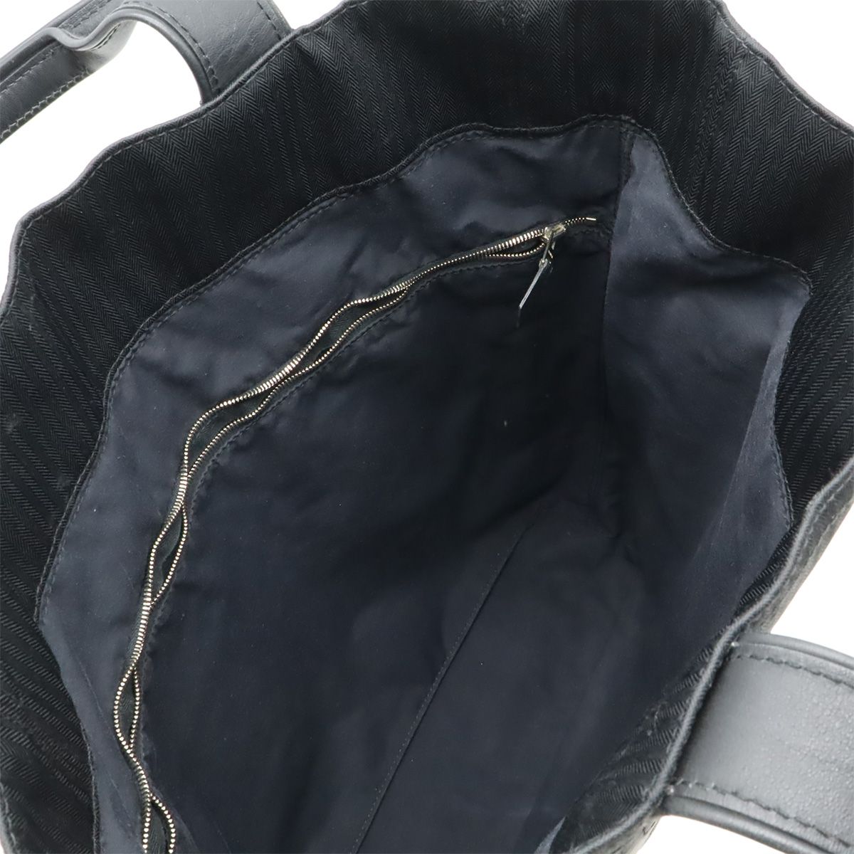 Hermes Acapulco Cabas MM Tote Large Handbag Toilet Blanc Canvas Leather Black — view 6