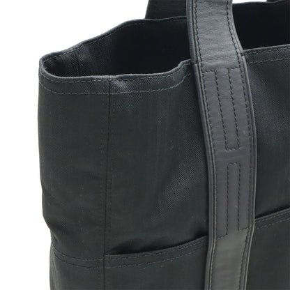 Hermes Acapulco Cabas MM Tote Large Handbag Toilet Blanc Canvas Leather Black — view 4