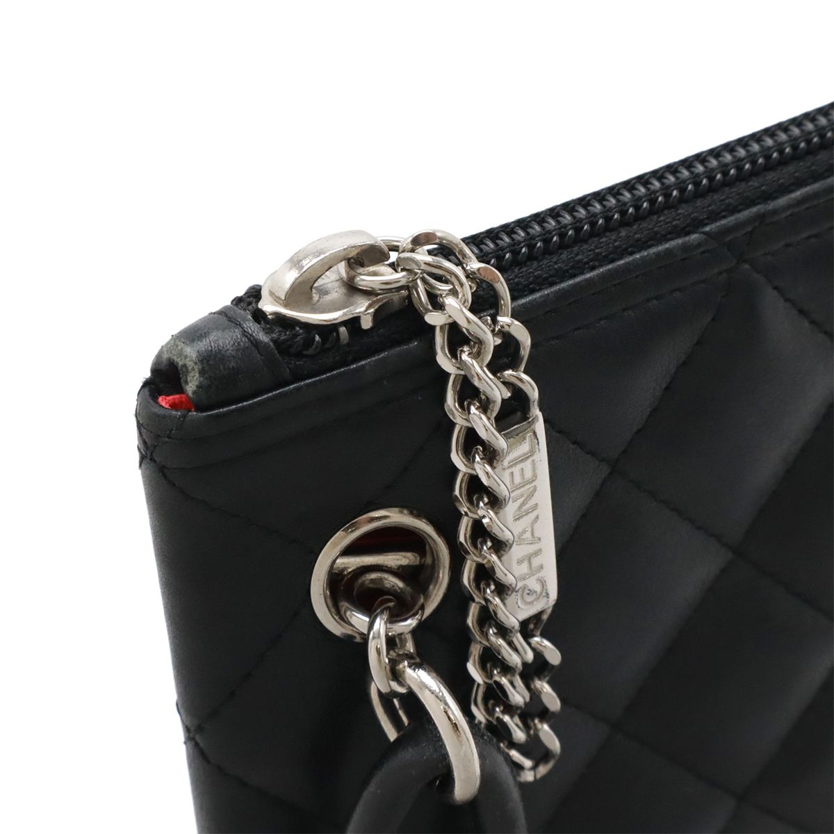 Chanel Cambon Line CC Logo Pochette Shoulder Bag Crossbody Soft Calf Black White — view 5