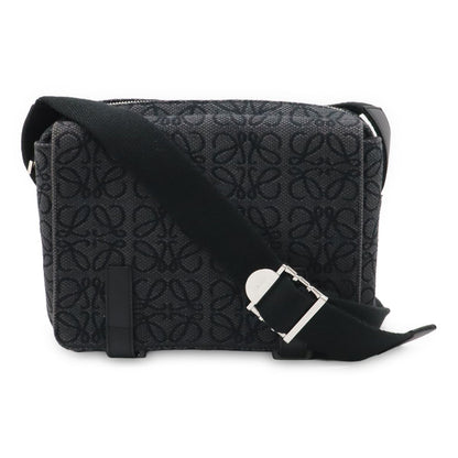 Loewe Repeat Anagram Military Messenger Bag XS Crossbody Canvas Black Silver