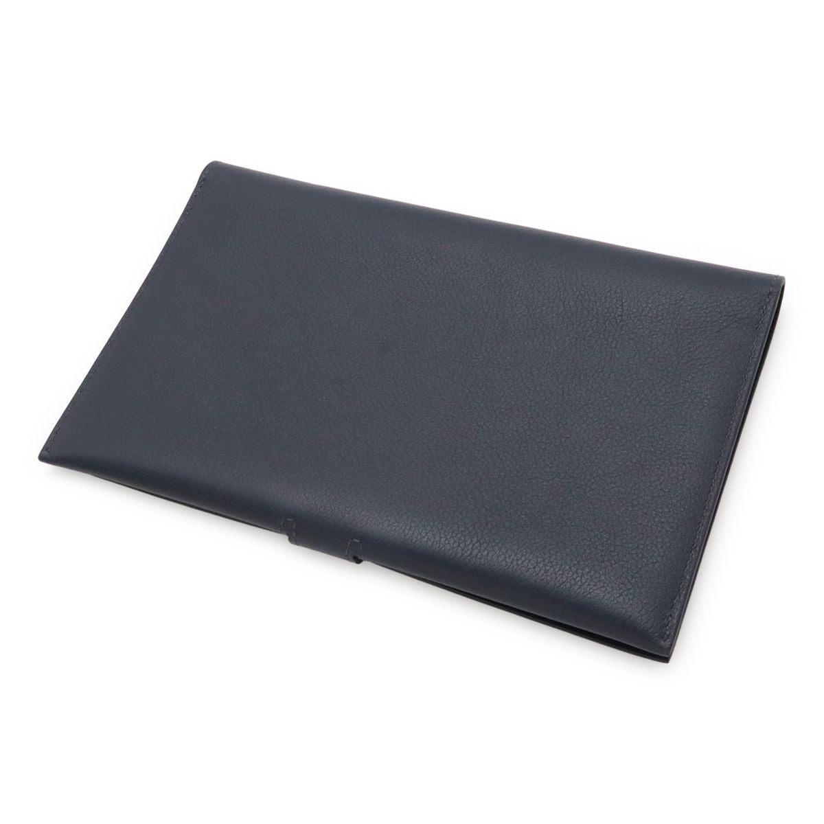 Hermes Toutenmain Passport Case Cover Veau Gray Leather Blue Nuit Navy — view 2