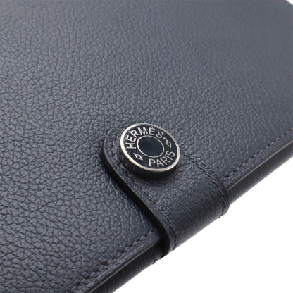 Hermes Toutenmain Passport Case Cover Veau Gray Leather Blue Nuit Navy — view 5