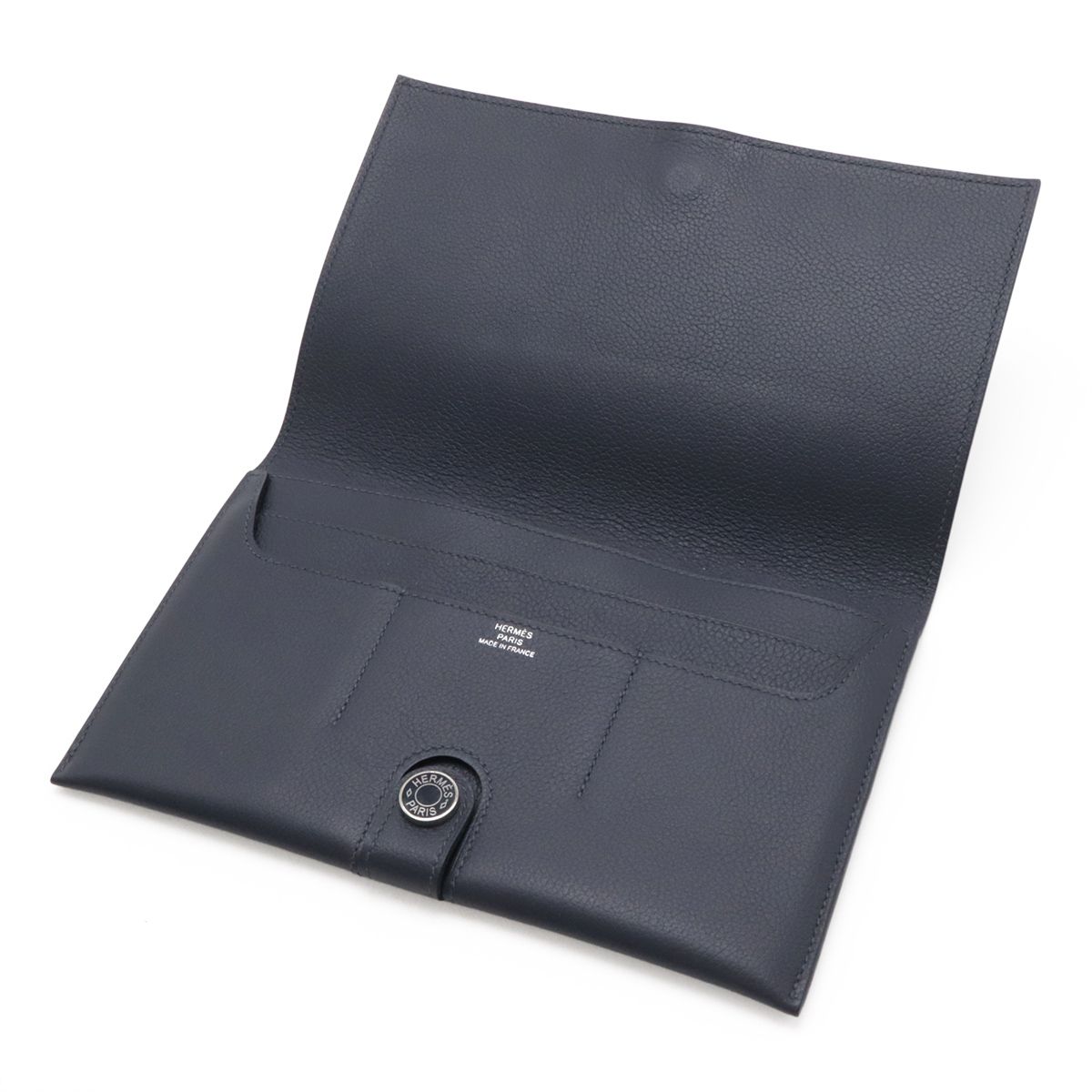 Hermes Toutenmain Passport Case Cover Veau Gray Leather Blue Nuit Navy — view 6