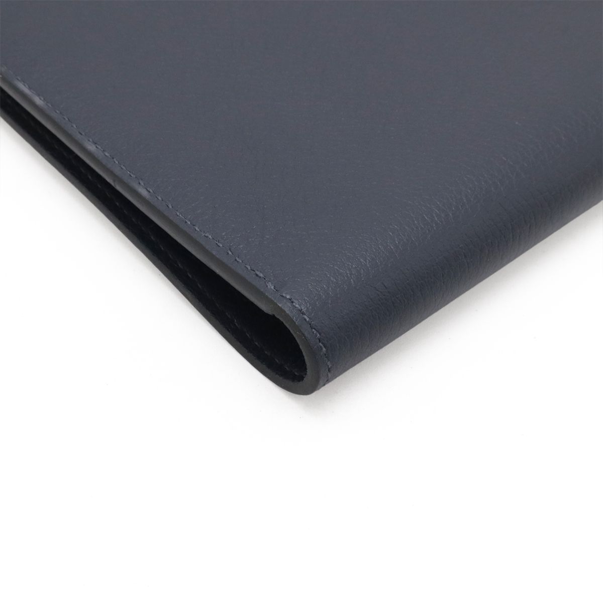 Hermes Toutenmain Passport Case Cover Veau Gray Leather Blue Nuit Navy — view 3
