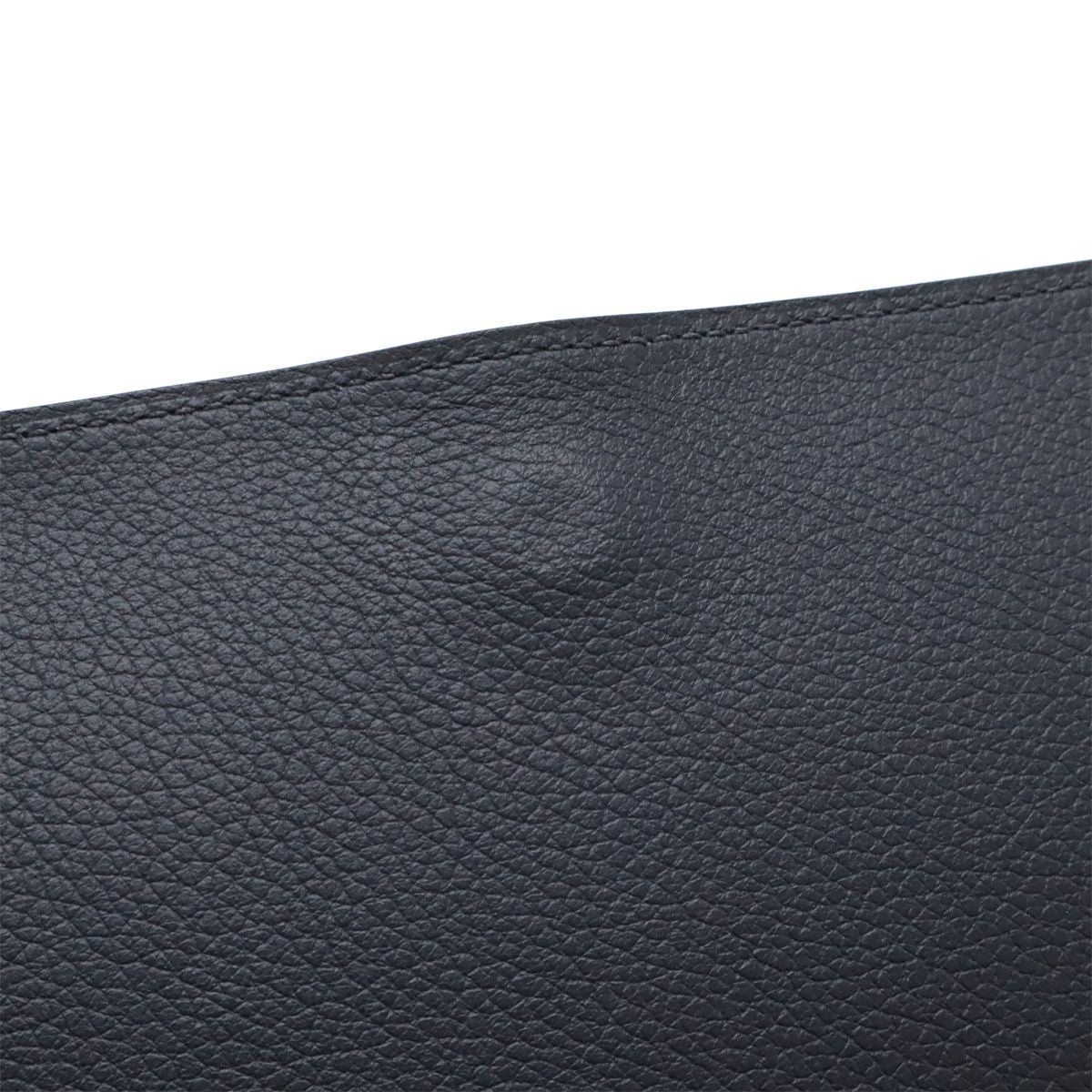 Hermes Toutenmain Passport Case Cover Veau Gray Leather Blue Nuit Navy — view 8
