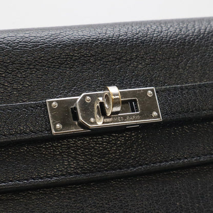 Hermes Kelly Wallet Long Bifold Chevre Leather Black Silver — view 4