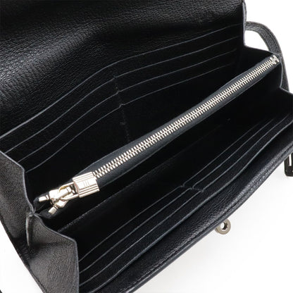 Hermes Kelly Wallet Long Bifold Chevre Leather Black Silver — view 5