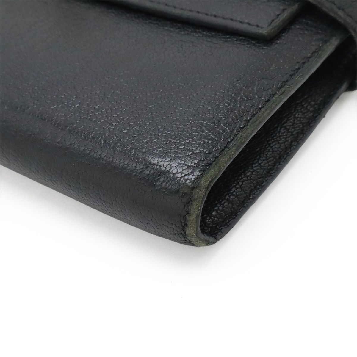 Hermes Kelly Wallet Long Bifold Chevre Leather Black Silver — view 3