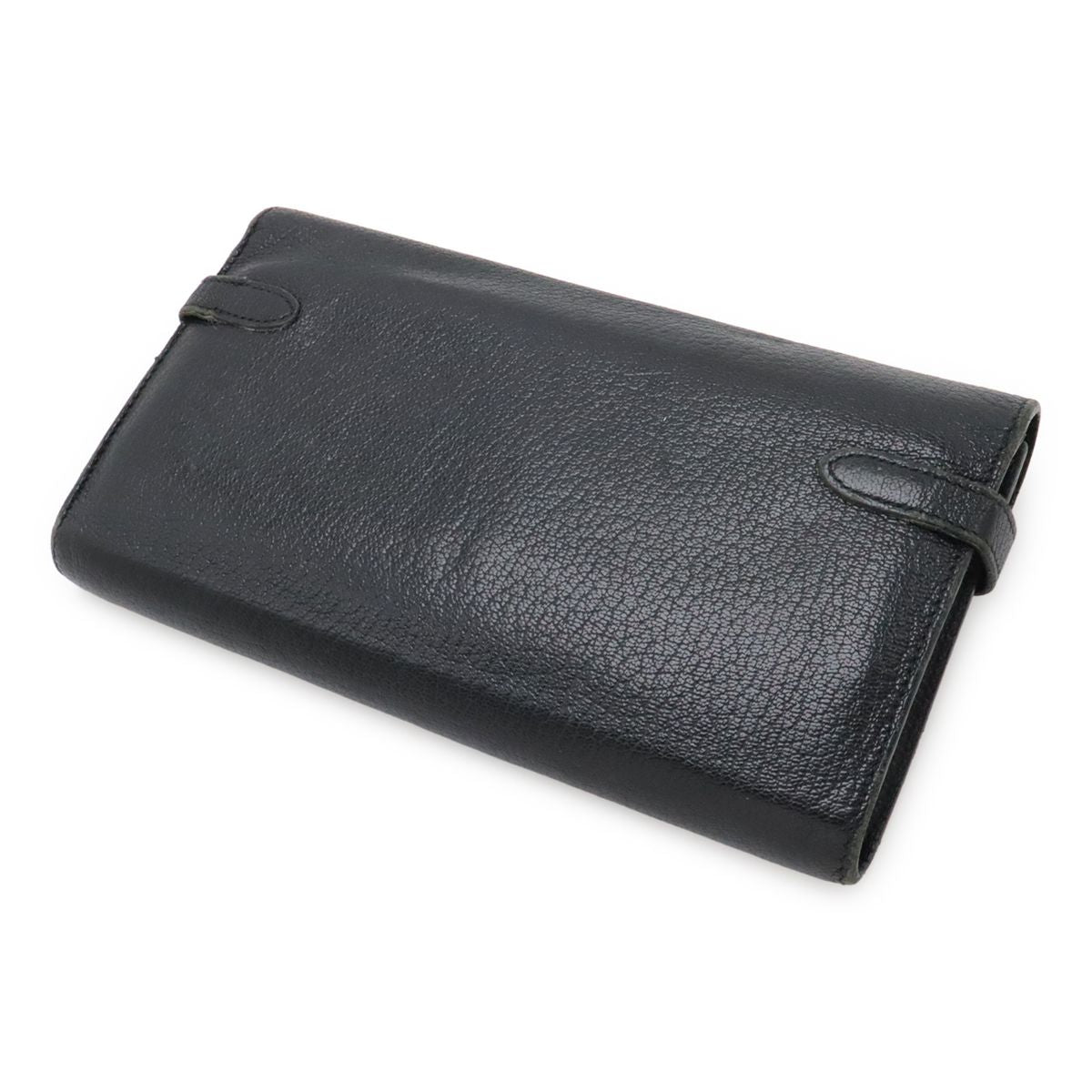 Hermes Kelly Wallet Long Bifold Chevre Leather Black Silver — view 2