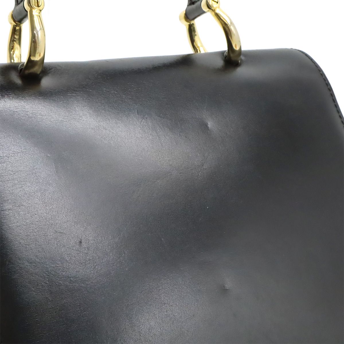 Celine Ganchini Double Flap Handbag Leather Black Gold — view 6