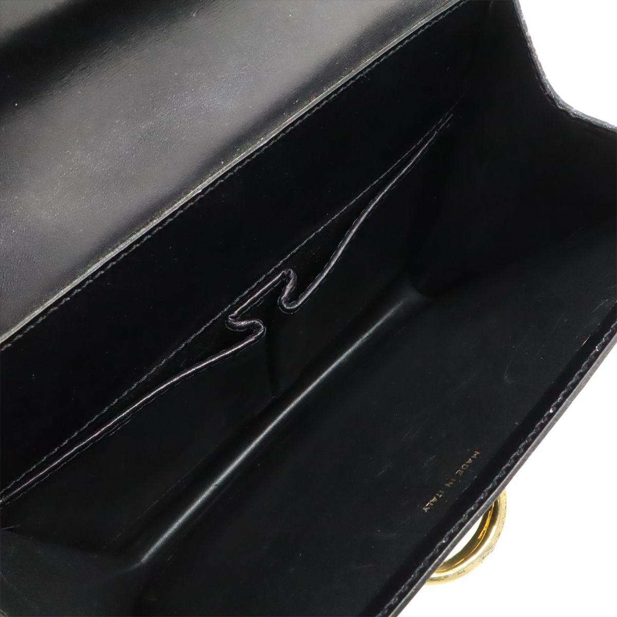 Celine Ganchini Double Flap Handbag Leather Black Gold — view 8