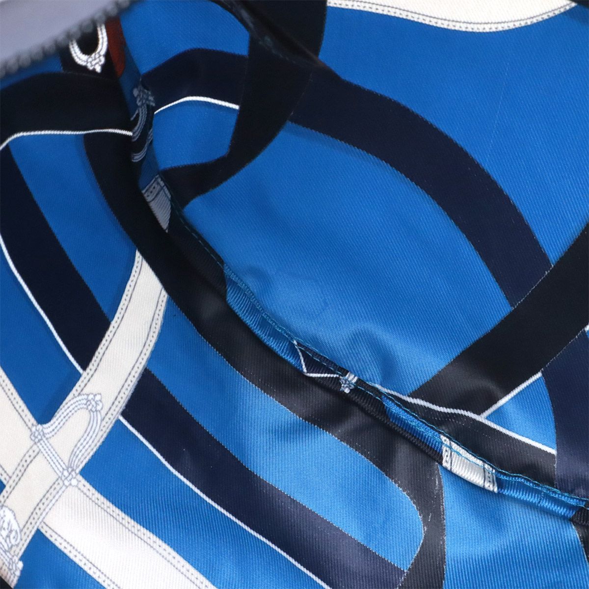 Hermes Cavalcade Air Silk Duffle 38 Shoulder Bag Tote 100% Blue Orange — view 9