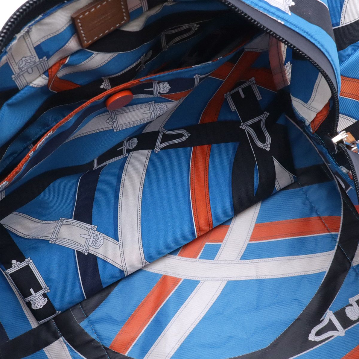 Hermes Cavalcade Air Silk Duffle 38 Shoulder Bag Tote 100% Blue Orange — view 8