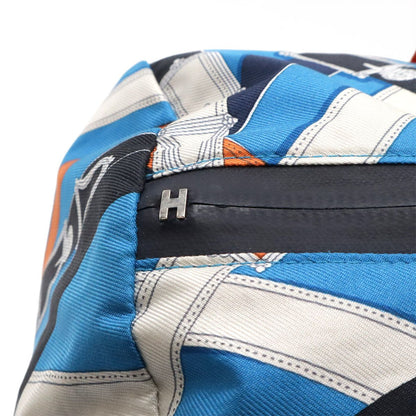 Hermes Cavalcade Air Silk Duffle 38 Shoulder Bag Tote 100% Blue Orange — view 6