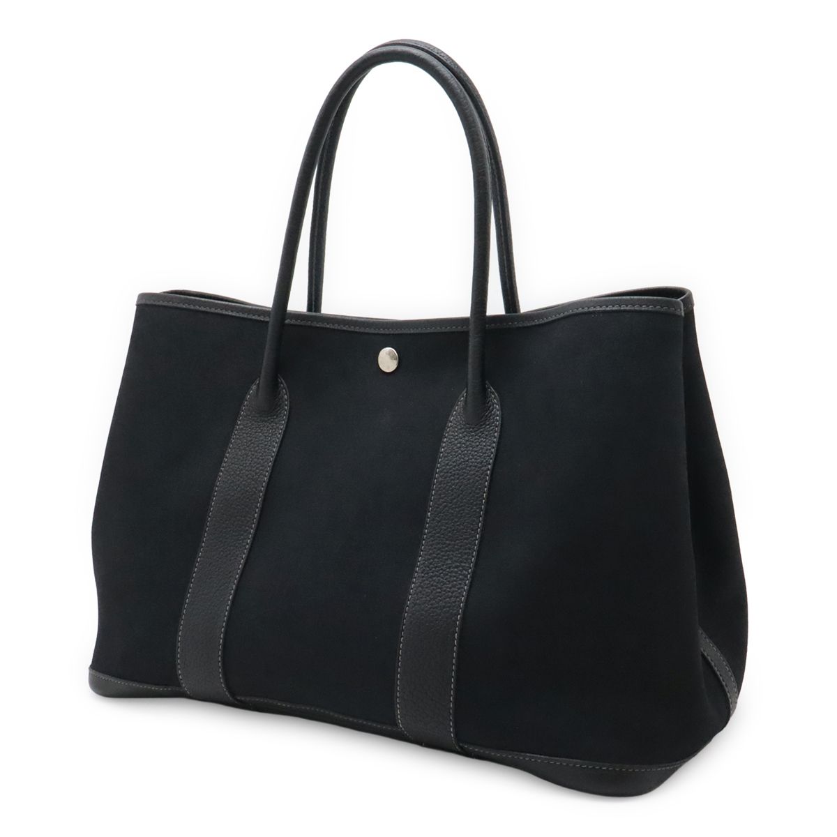 Hermes Garden Party PM Tote Toile Officier Canvas Black Silver — view 2