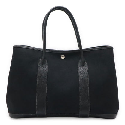 Hermes Garden Party PM Tote Toile Officier Canvas Black Silver
