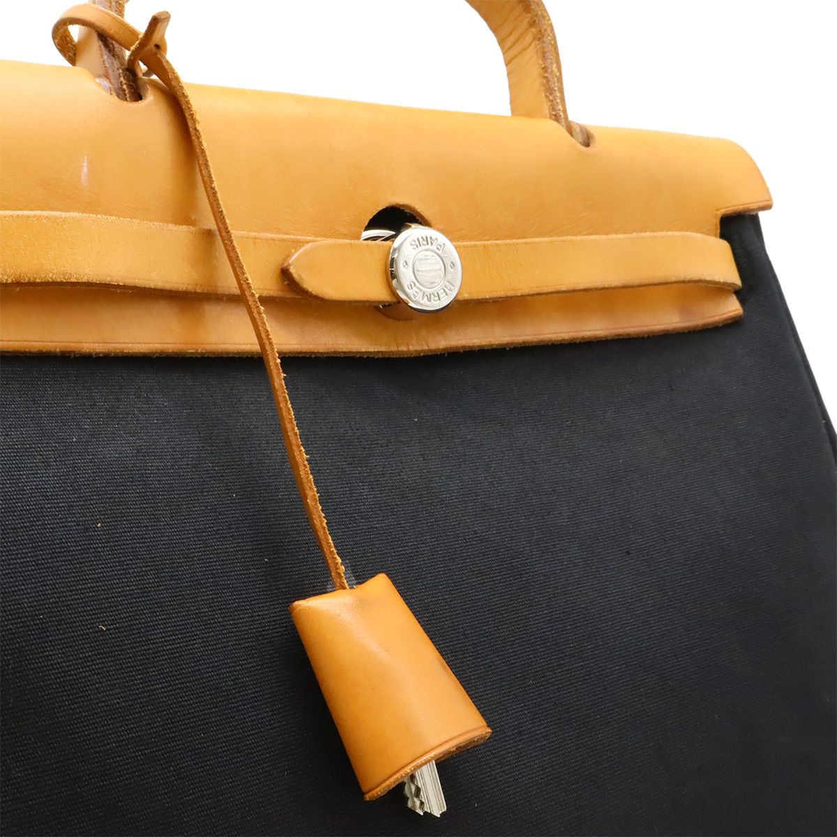 Hermes Herbag PM 2-Way Shoulder Bag Toile Officier GM Black Brown Beige — view 8