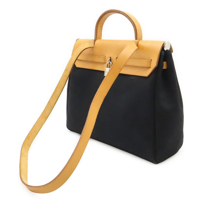 Hermes Herbag PM 2-Way Shoulder Bag Toile Officier GM Black Brown Beige — view 2