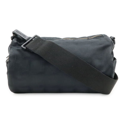 Chanel New Travel Line Mini Roll Shoulder Bag Nylon Jacquard Leather Black