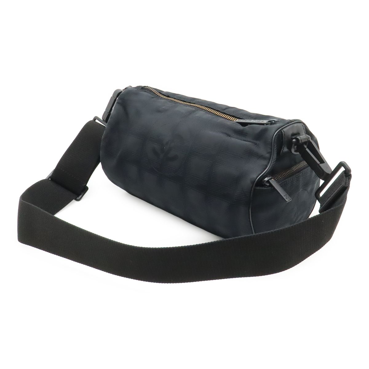Chanel New Travel Line Mini Roll Shoulder Bag Nylon Jacquard Leather Black — view 2
