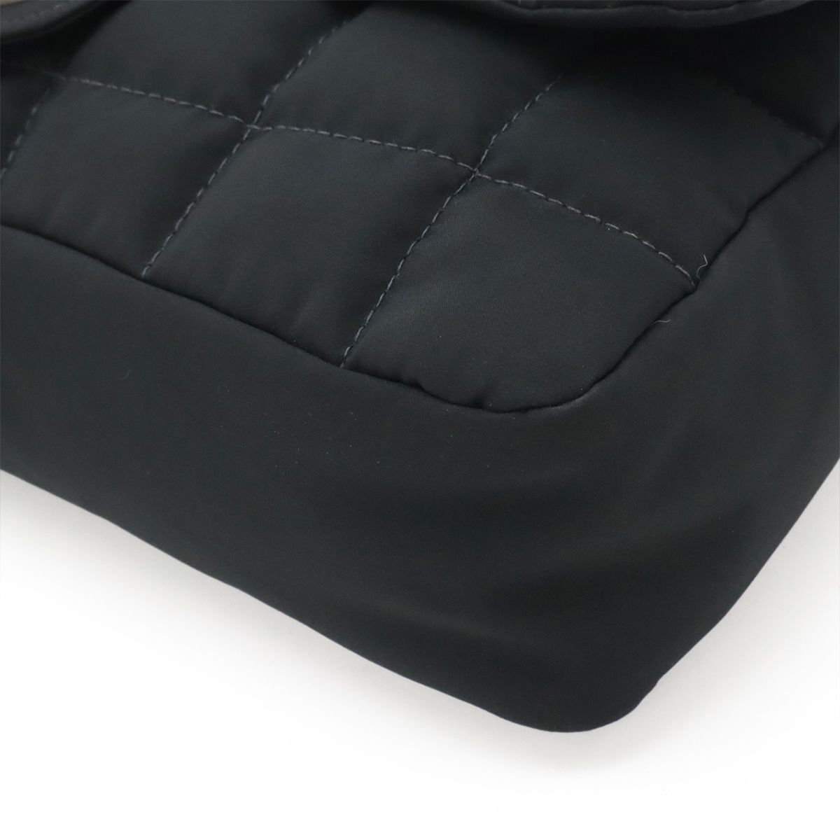 Chanel Choco Bar CC Logo Chain Shoulder Bag Quilted Nylon Black Silver — view 3