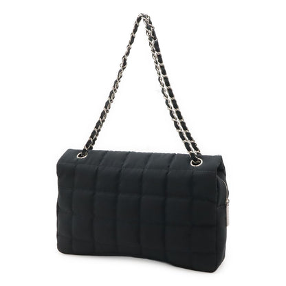 Chanel Choco Bar CC Logo Chain Shoulder Bag Quilted Nylon Black Silver — view 2