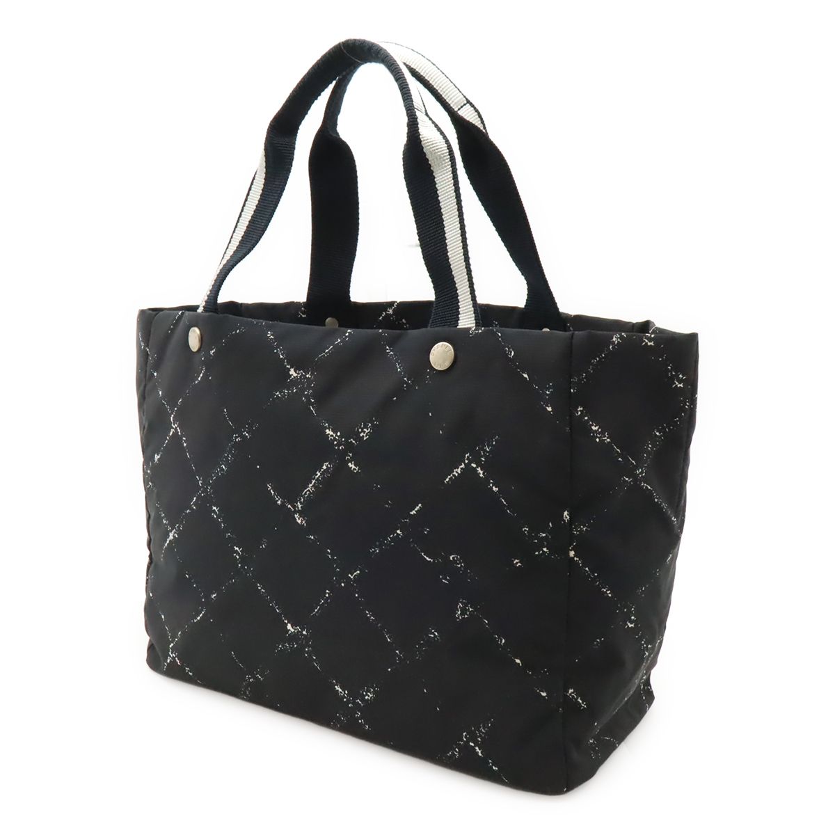 Chanel Vintage Travel Line Tote Shoulder Bag Nylon Black Red — view 2