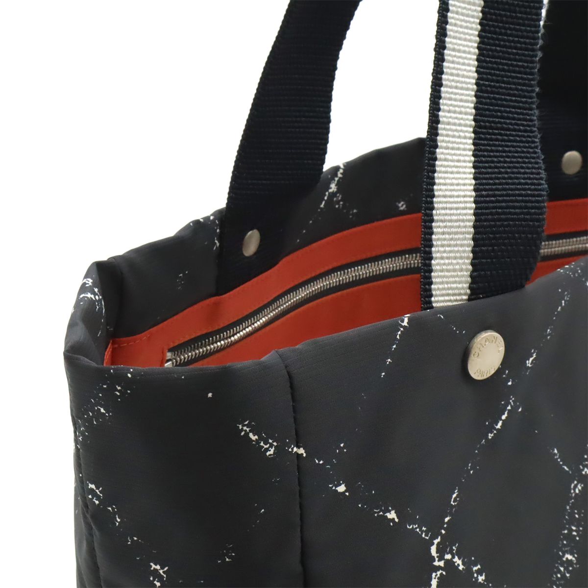 Chanel Vintage Travel Line Tote Shoulder Bag Nylon Black Red — view 7