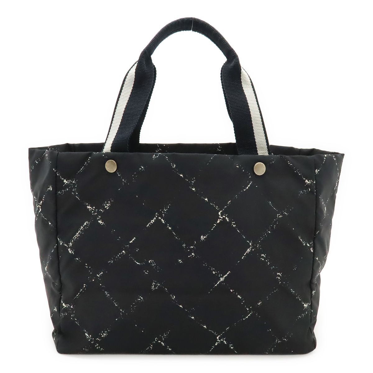 Chanel Vintage Travel Line Tote Shoulder Bag Nylon Black Red
