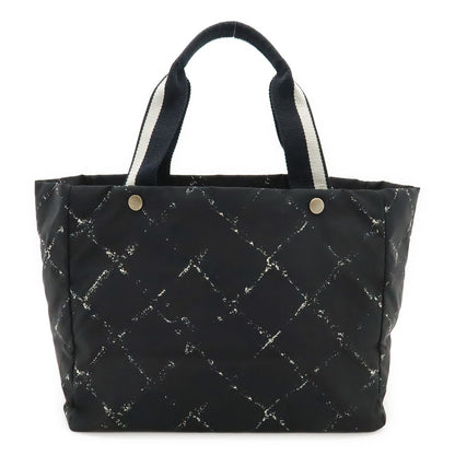Chanel Vintage Travel Line Tote Shoulder Bag Nylon Black Red