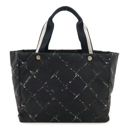 Chanel Vintage Travel Line Tote Shoulder Bag Nylon Black Red