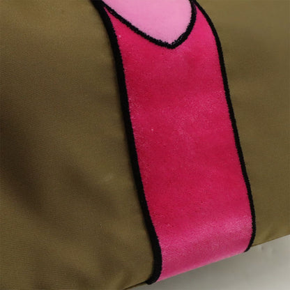 Prada Velour Belt Motif Tote Shoulder Bag Nylon Leather Khaki Pink — view 9