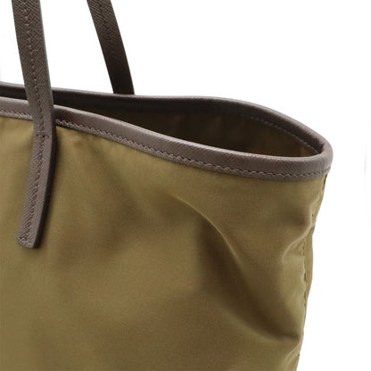 Prada Velour Belt Motif Tote Shoulder Bag Nylon Leather Khaki Pink — view 4
