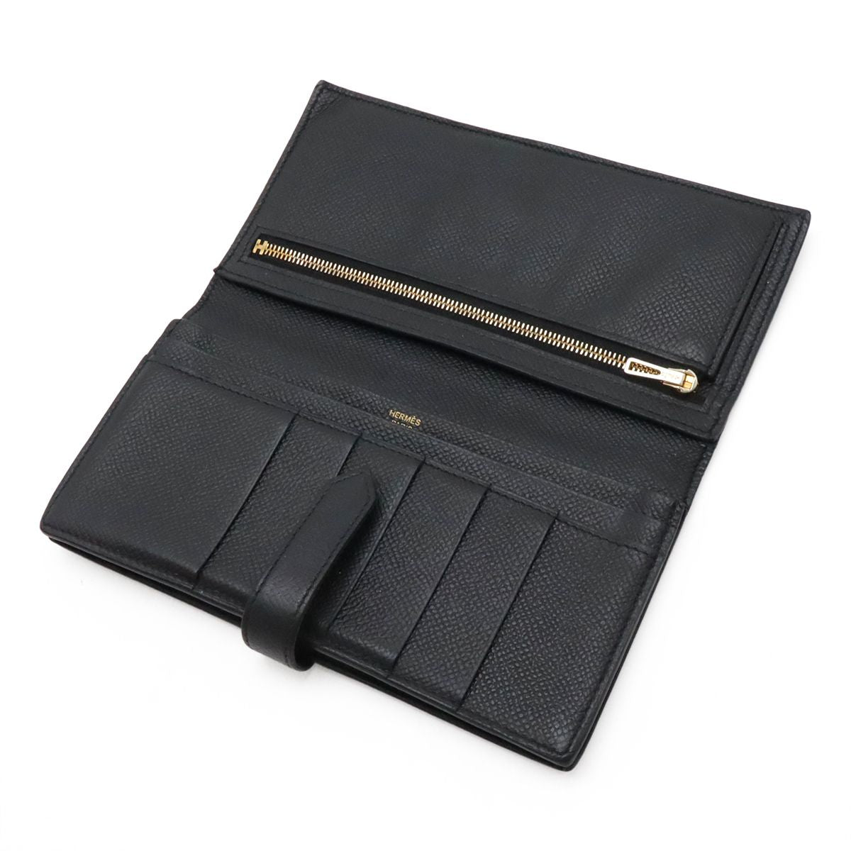 Hermes Bearn Souffle Bifold Wallet Veau Epsom Black Gold — view 4