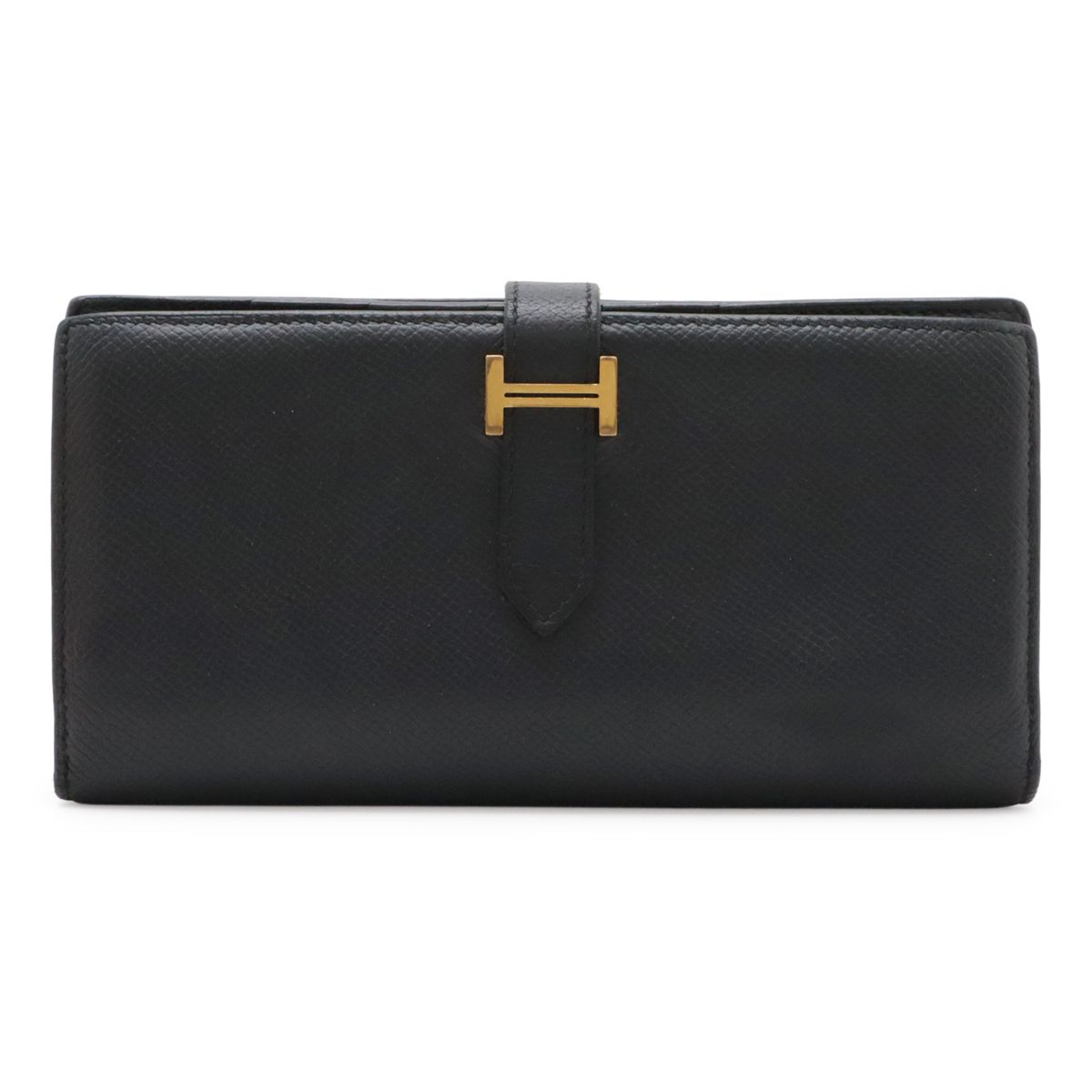 Hermes Bearn Souffle Bifold Wallet Veau Epsom Black Gold