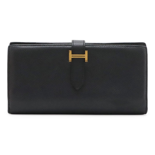Hermes Bearn Souffle Bifold Wallet Veau Epsom Black Gold
