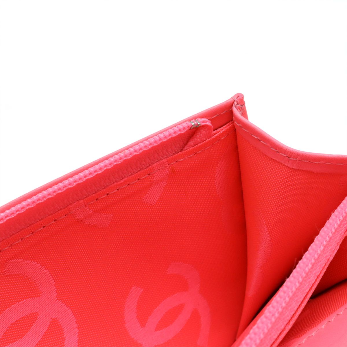 Chanel Cambon Line CC Logo Bifold Wallet Leather Soft Calf Black White Pink — view 6