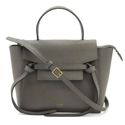 Celine Belt Bag Nano 2-Way Crossbody Leather Gray Gold