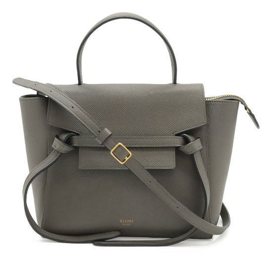 Celine Belt Bag Nano 2-Way Crossbody Leather Gray Gold