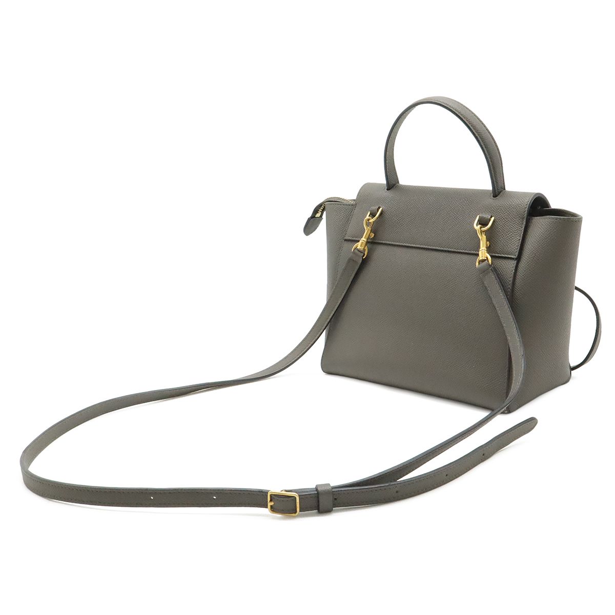 Celine Belt Bag Nano 2-Way Crossbody Leather Gray Gold — view 2
