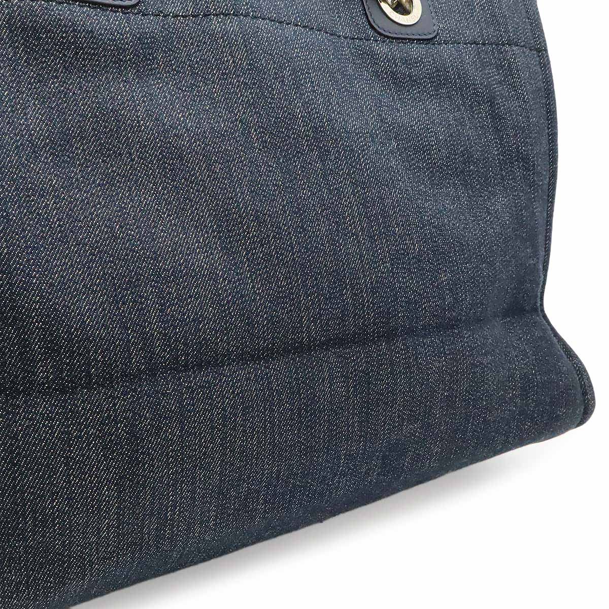 Chanel Deauville Tote MM Shoulder Bag Denim Navy Silver — view 7