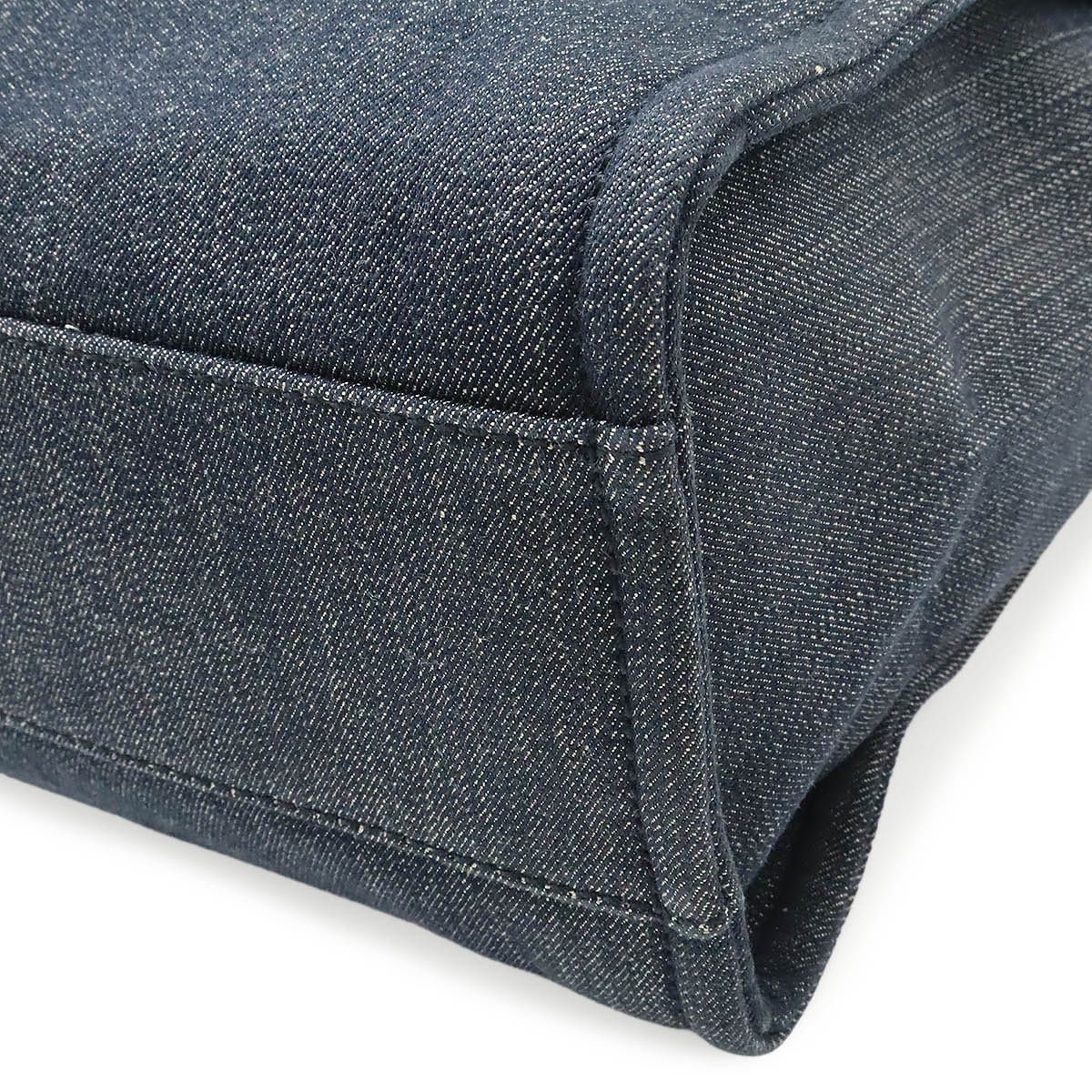 Chanel Deauville Tote MM Shoulder Bag Denim Navy Silver — view 3