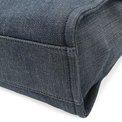 Chanel Deauville Tote MM Shoulder Bag Denim Navy Silver — view 3