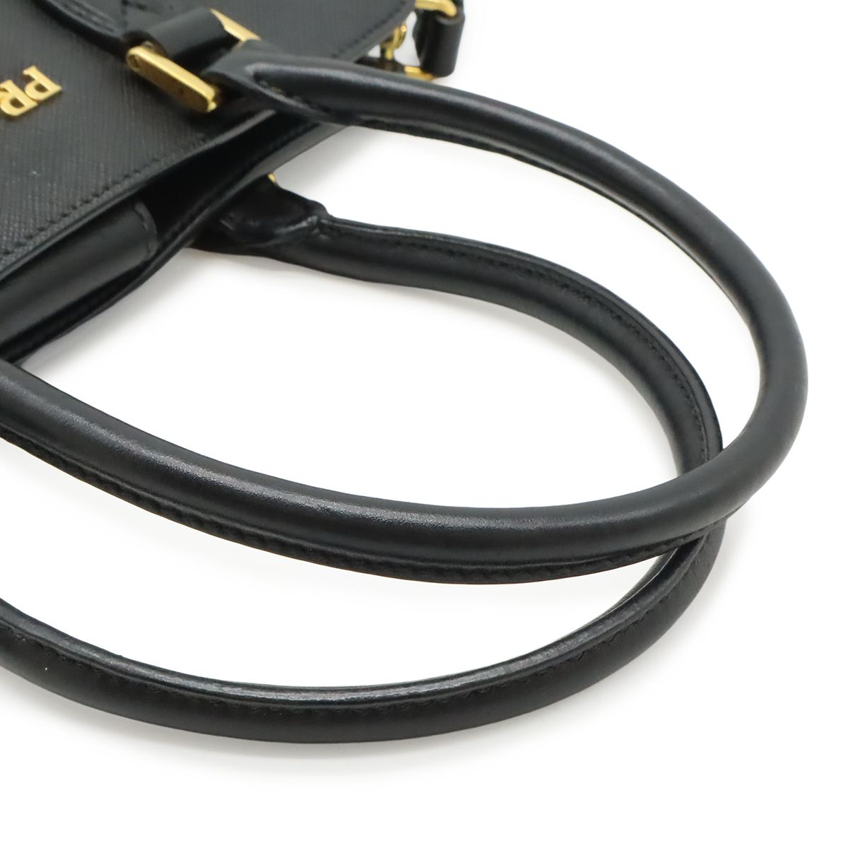 Prada Saffiano 2-Way Shoulder Bag Crossbody Leather Nero Black Gold — view 4