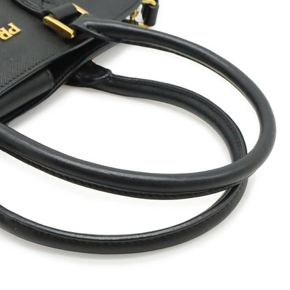 Prada Saffiano 2-Way Shoulder Bag Crossbody Leather Nero Black Gold — view 4