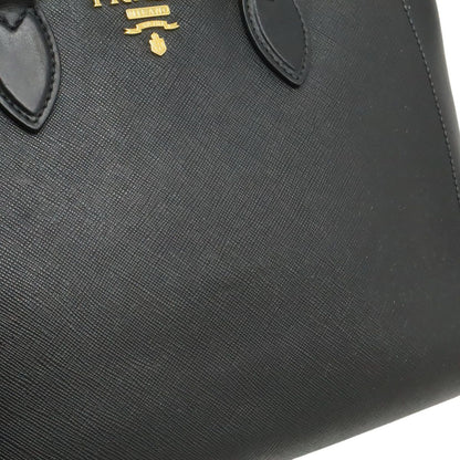 Prada Saffiano 2-Way Shoulder Bag Crossbody Leather Nero Black Gold — view 9